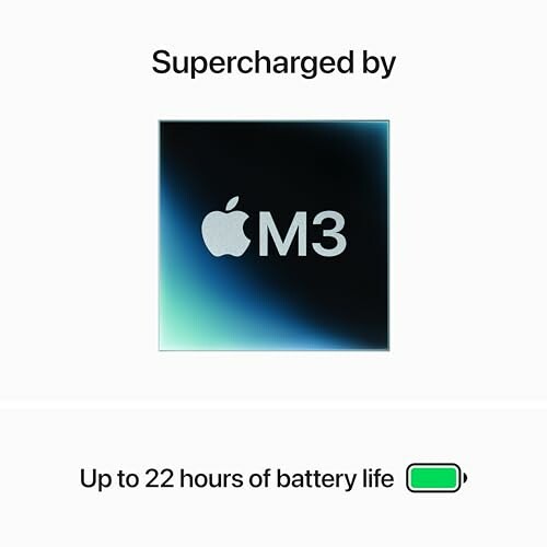 Apple M3 chip with 22 hours battery life.