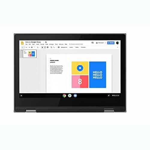 Chromebook displaying a colorful presentation.