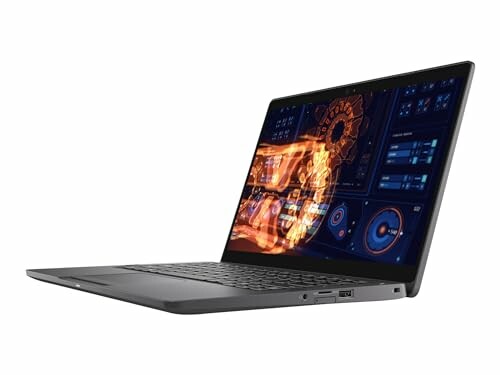 Side view of a gaming laptop with futuristic graphics on the screen