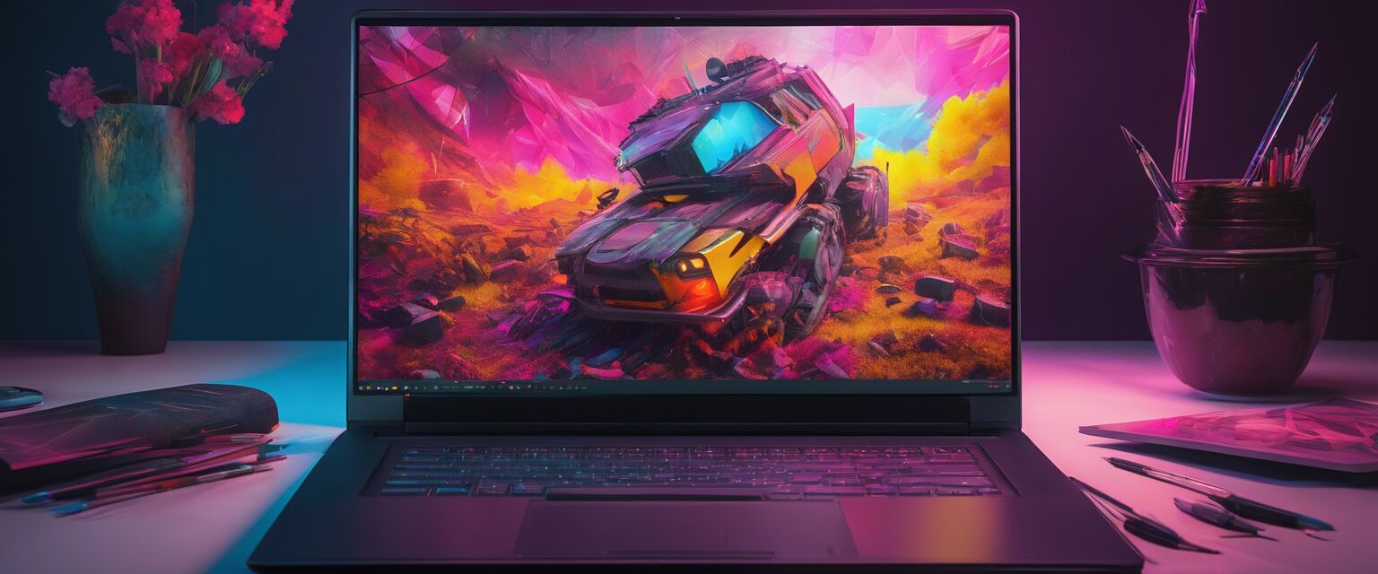 Creative work on a laptop