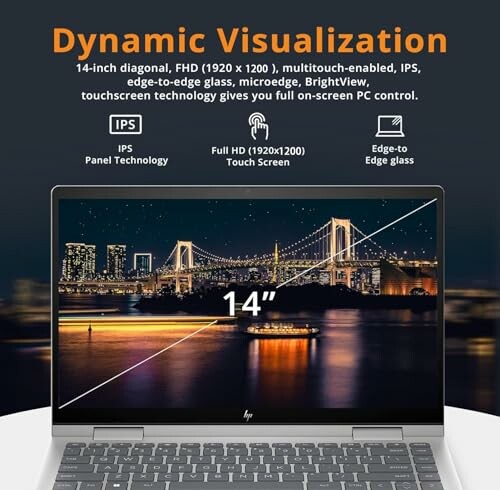 Laptop with 14-inch display showcasing dynamic visualization features.