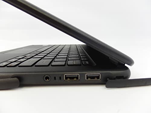 Side view of a laptop showing USB ports and headphone jack.