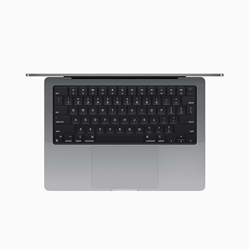 Top view of a laptop keyboard and touchpad