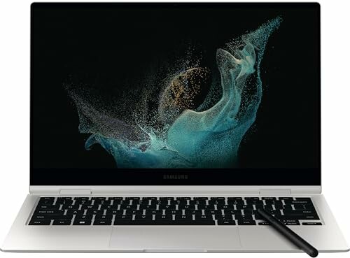 Samsung Galaxy Book laptop with stylus on keyboard